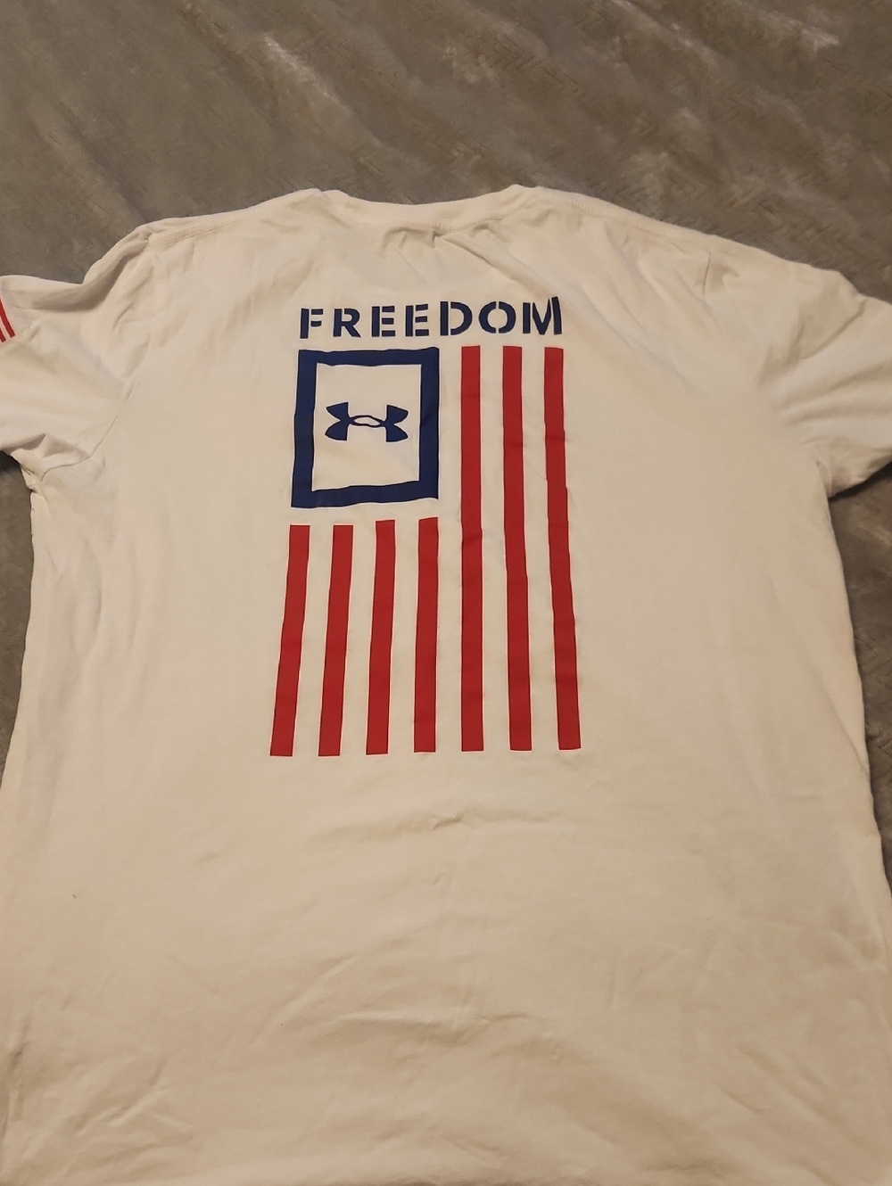 Under Armour White Short-Sleeve 'Freedom' Graphic Tee with Red & Blue Flag